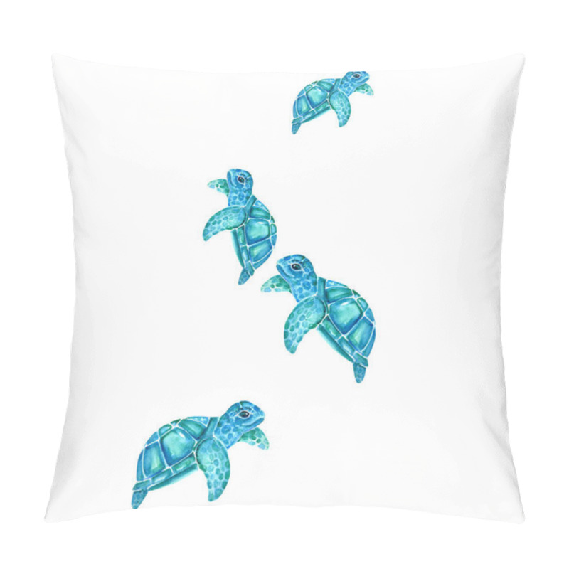 Personality   Aquarelle Painting Of Turtle Sketch Art Pattern Illustration Pillow Covers