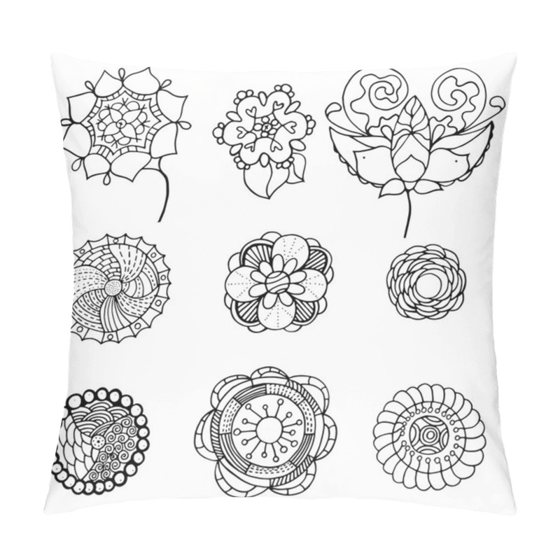 Personality  Monochrome Doodle Flowers And Leafs Pillow Covers