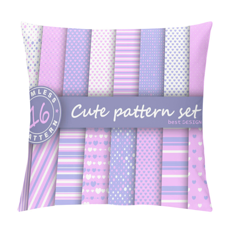 Personality  Polka Dot, Stripes, Hearts Seamless Pattern Set. Pillow Covers