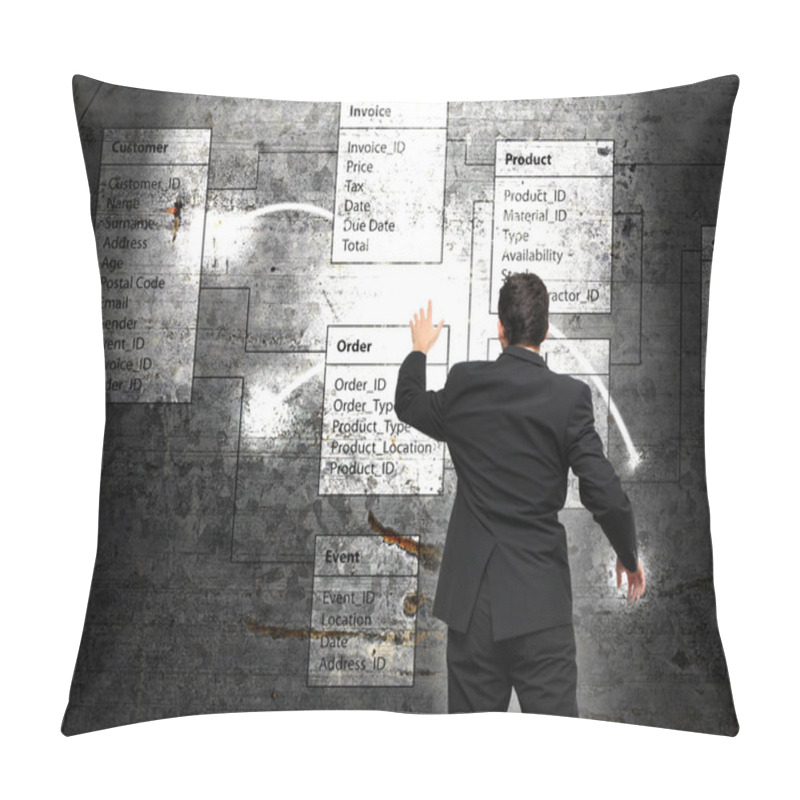 Personality  Database Background With Businessman Pillow Covers