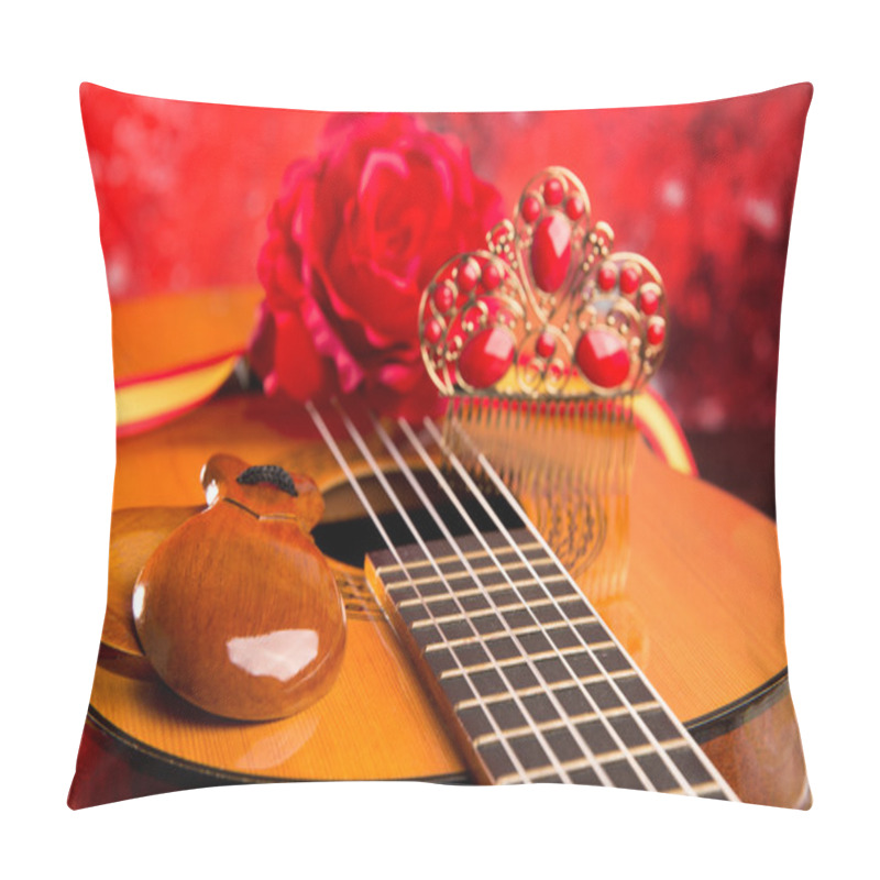 Personality  Cassic Spanish Guitar With Flamenco Elements Pillow Covers