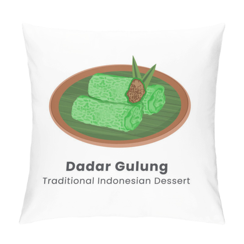 Personality  Hand Drawn Vector Illustration Of Dadar Gulung Or Rolled Indonesian Rice Cake With Coconut Made From Flour With Grated Coconut Mixed With Palm Sugar Pillow Covers