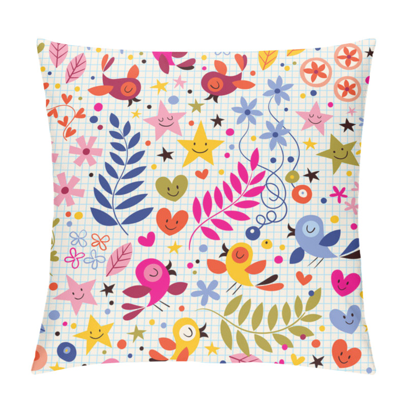 Personality  Birds, Flowers, Stars And Hearts Pattern Pillow Covers