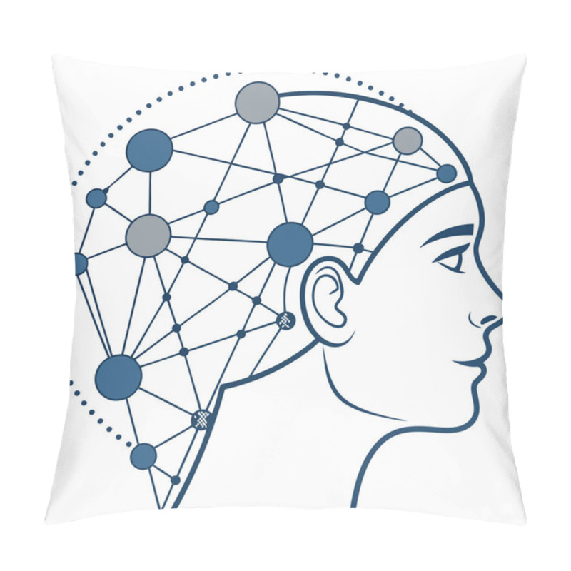 Personality  A Visually Striking Representation Of Neural Network Nodes Interconnected By Lines, Symbolizing The Complex Web Of AI, Machine Learning, And Data Processing. This Design Captures The Essence Of Digital Intelligence And Modern Computing. Pillow Covers