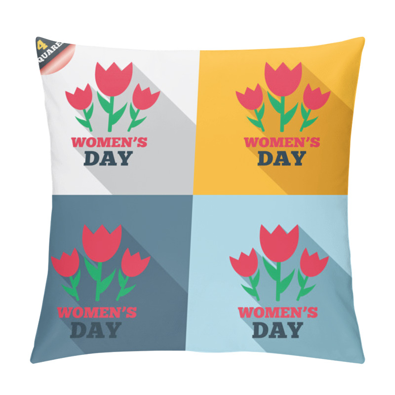 Personality  8 March Women's Day Sign Icon. Flowers Symbol. Pillow Covers