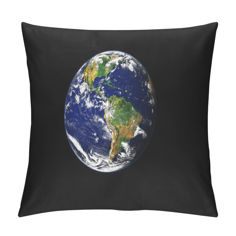 Personality  Close Up Of Earth Black Background, Blue Planet Globe For Geography.  Pillow Covers