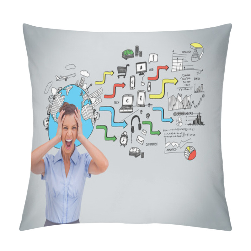 Personality  Screaming Businesswoman Worrying About Graphics Pillow Covers