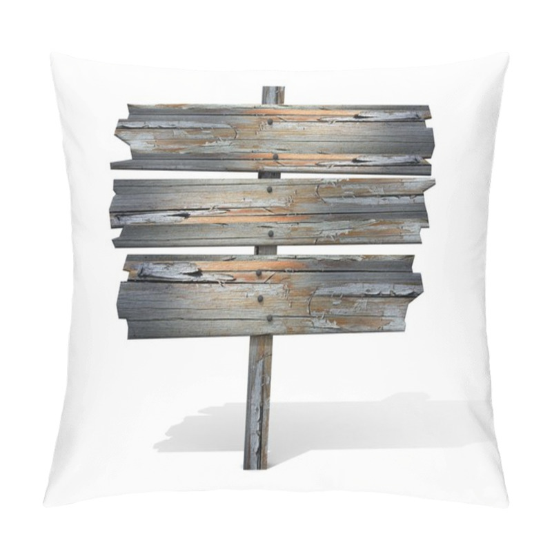 Personality  Old Wooden Billboard. Isolated On White. Pillow Covers