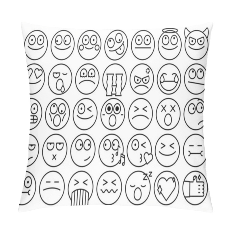 Personality  Emoticon Facial Expression Collection Vector Pillow Covers