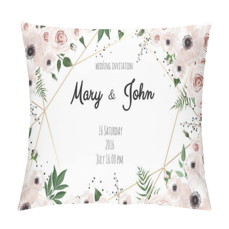 Personality  Wedding Invitation Card With Abstract Floral Background. Pillow Covers