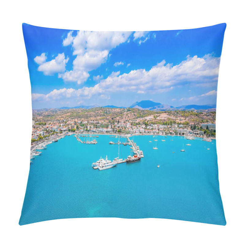 Personality  Aerial View Over Porto Cheli, A Summer Resort Town In The Municipality Of Ermionida In The Southeastern Part Of Argolis, Greece Pillow Covers