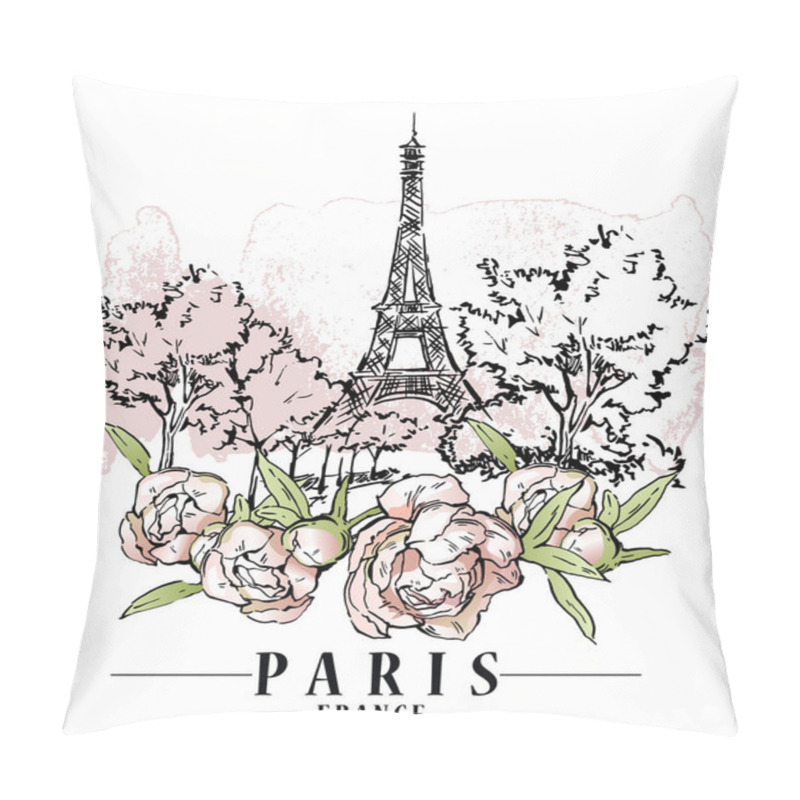 Personality  Paris Vector Illustration. Floral Backround, Vector Illustration. Pillow Covers