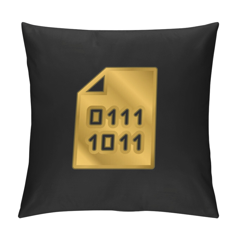 Personality  Binary Code Gold Plated Metalic Icon Or Logo Vector Pillow Covers