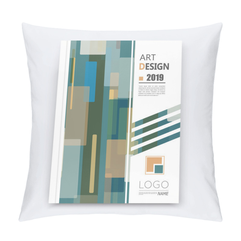 Personality  Abstract Composition, Patch Quadrate Font Texture, Blue, Beige Square Part Construction, White A4 Brochure Title Sheet, Creative Quadrangle Figure Icon, Commercial Firm Logo, Banner Form, Flier Fiber Pillow Covers