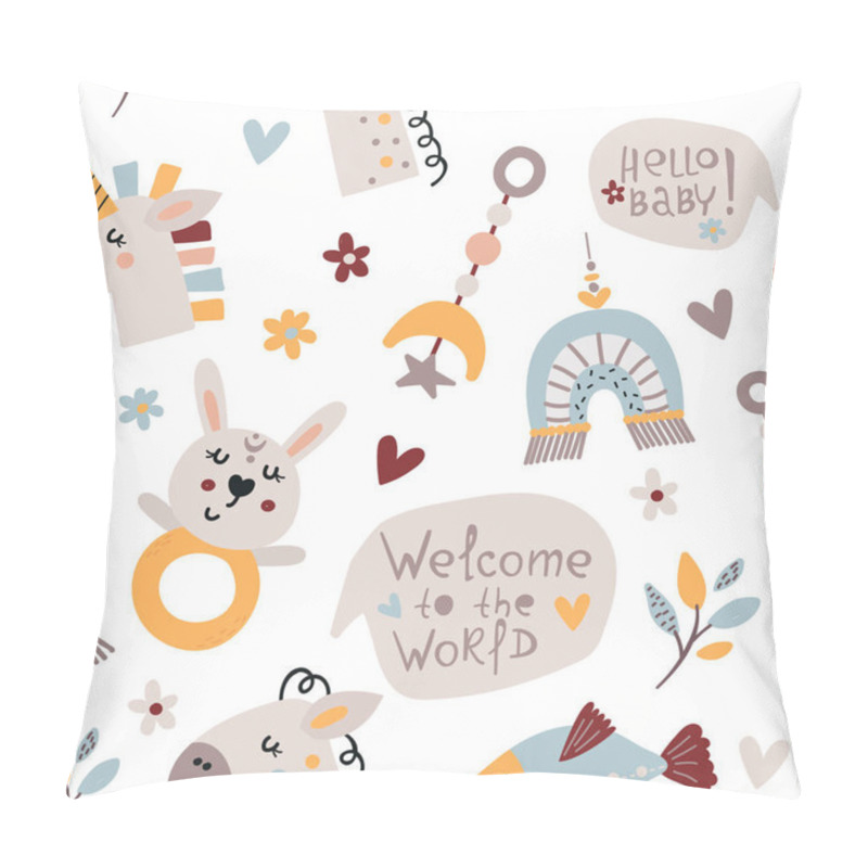 Personality  Bohemian Seamless Pattern With Cute Baby Elements. Pillow Covers