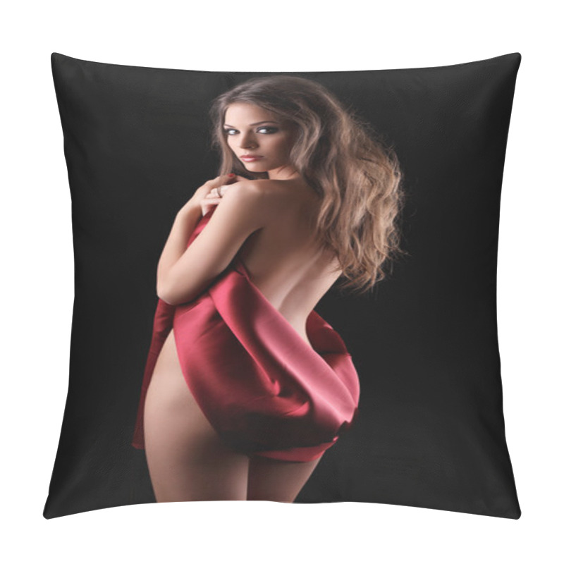 Personality  Sexy Woman In Red Silk Pillow Covers