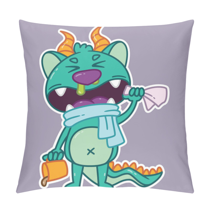 Personality  Cute Little Monster Going To Sneeze. Pillow Covers