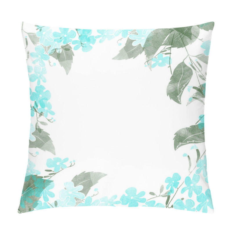 Personality  Delicate Tender Frame With Blue Flowers. Pillow Covers