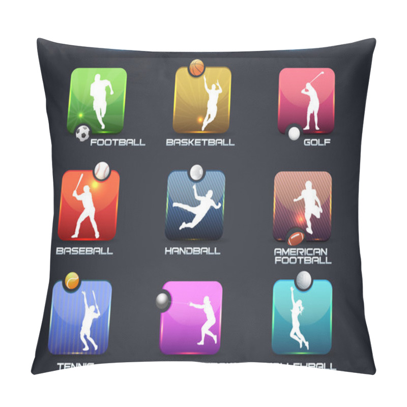 Personality  Sports Set Apps Vector Icon Pillow Covers