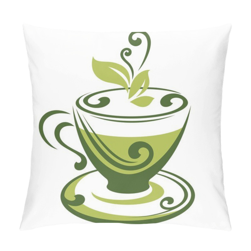 Personality  Vector Icon Of Green Tea Cup Pillow Covers