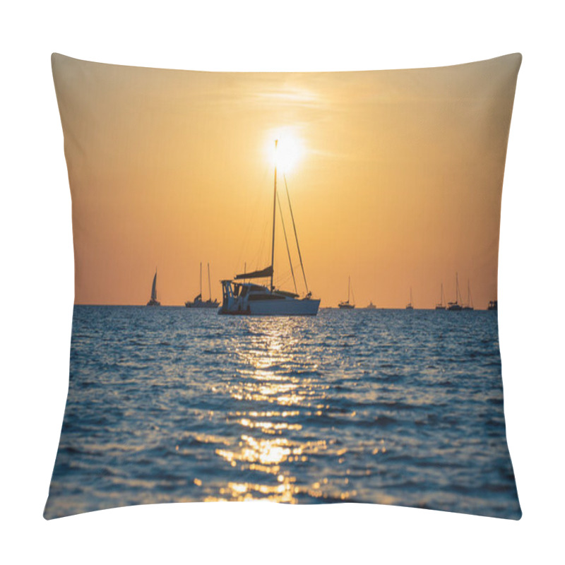 Personality  Sailing Boats At Vesteys Beach At Sunset. Pillow Covers