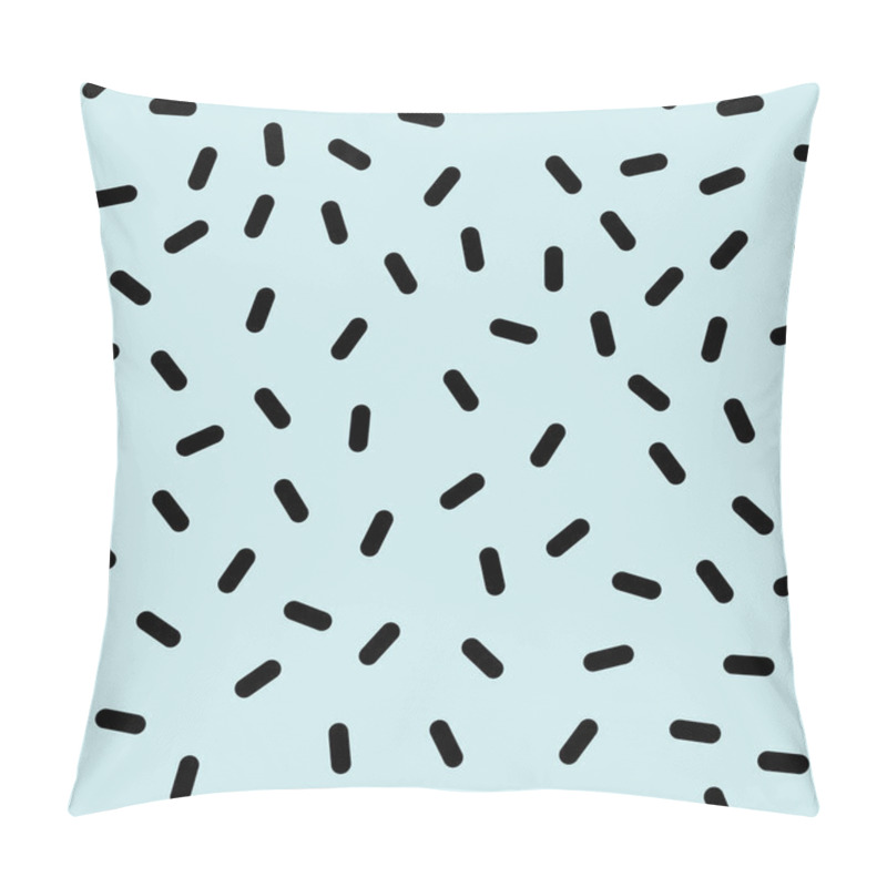 Personality  This Design Features A Light Blue Background Scattered With Small Black Shapes, Creating An Engaging And Modern Abstract Pattern Perfect For Various Creative Projects. Pillow Covers