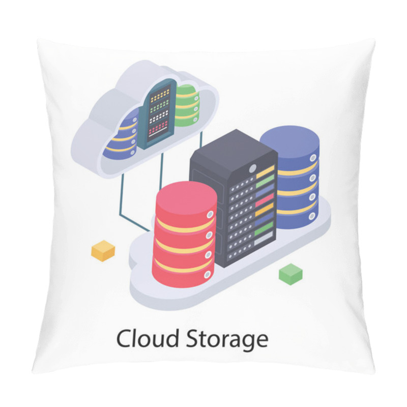 Personality  Cloud Storage Isometric Icon Vector  Pillow Covers