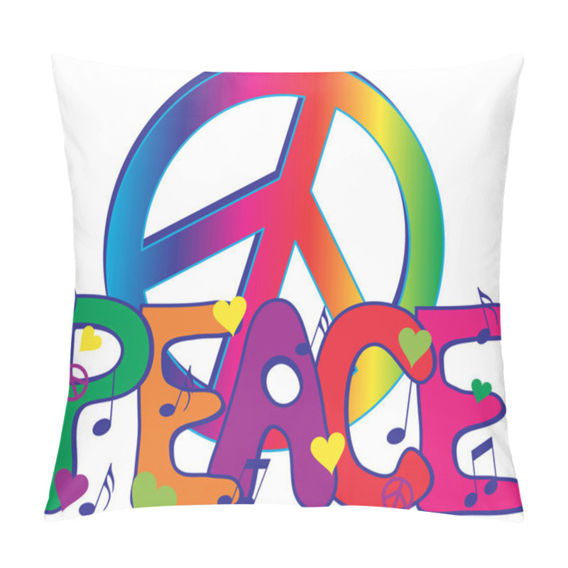 Personality  Peace Sign And Peace Text Pillow Covers