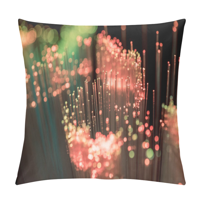 Personality  Close Up Of Shiny Pink Fiber Optics Texture Background Pillow Covers