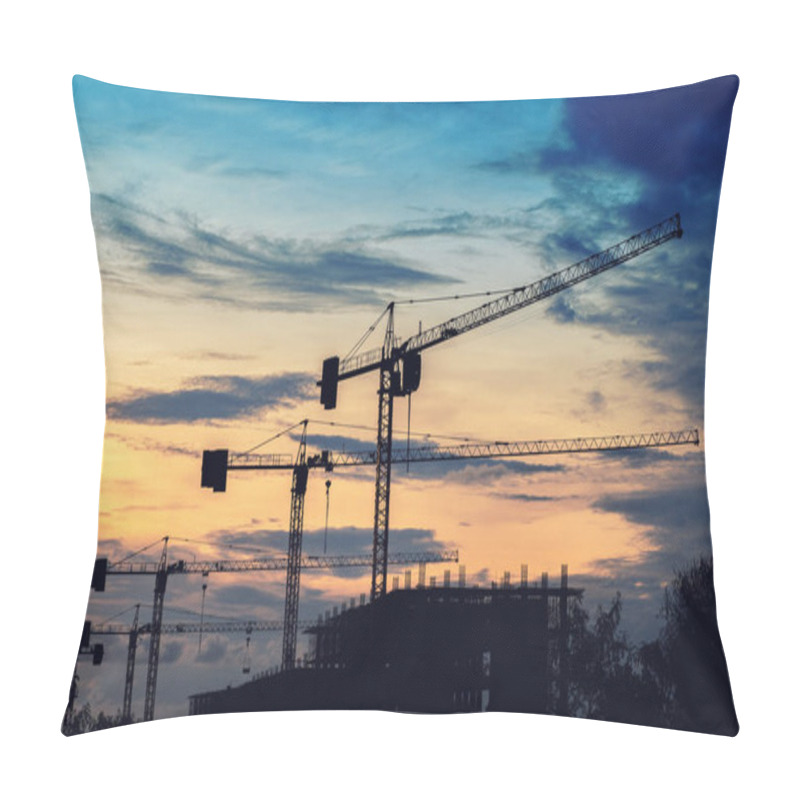 Personality  Silhouette Construction Site Background. Pillow Covers