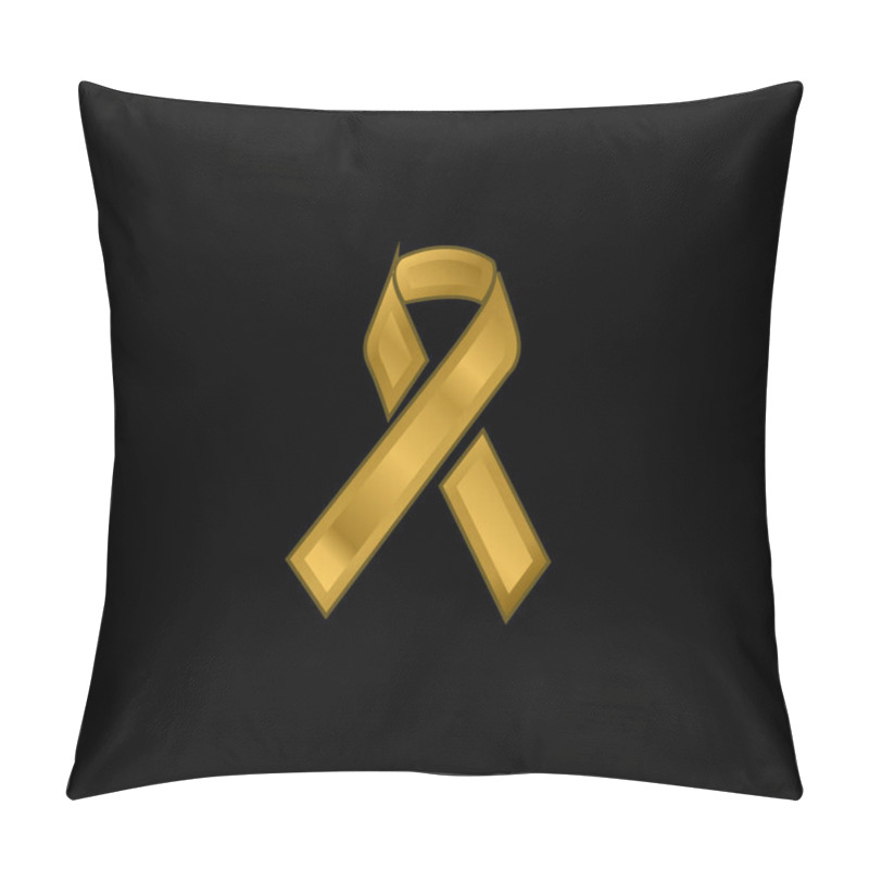 Personality  Awareness Ribbon Gold Plated Metalic Icon Or Logo Vector Pillow Covers