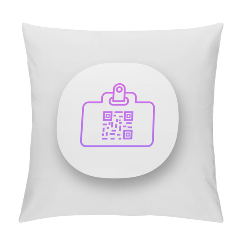 Personality  QR Code Identification Card App Icon. Name Badge With Matrix Barcode. ID Card With 2D Code. Two Dimensional Barcode Data. UI/UX User Interface. Web Or Mobile Application. Vector Isolated Illustration Pillow Covers