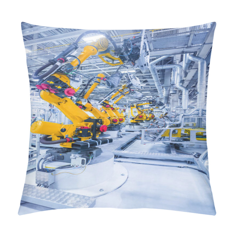 Personality  Robots In A Car Plant Pillow Covers