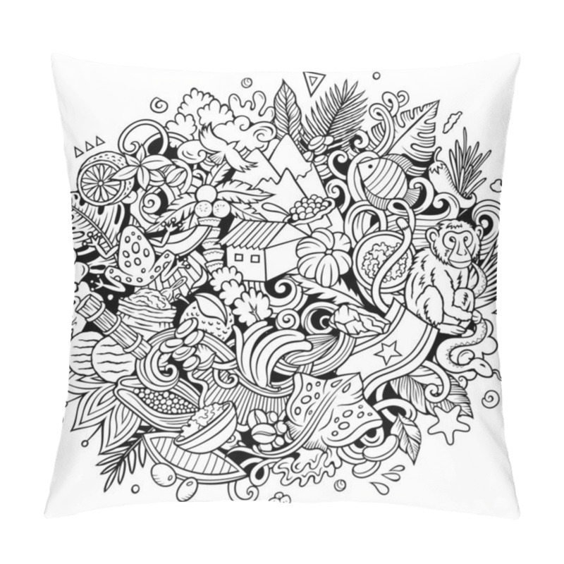 Personality  Suriname Hand Drawn Cartoon Doodles Illustration. Pillow Covers