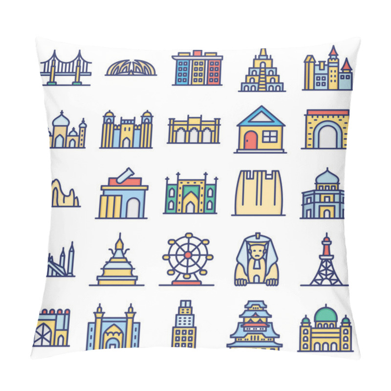 Personality  World Landmarks Isolated Vector Icons Set That Can Easily Modify Or Edit Pillow Covers