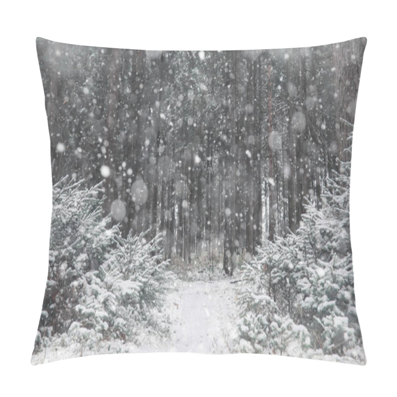 Personality  Winter Forest. Landscape Of Winter Forest On A Sunny Day. Snow-c Pillow Covers