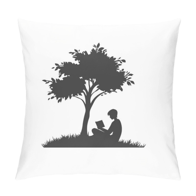 Personality   Flat Person Reading A Book Under A Tree Vector Pillow Covers