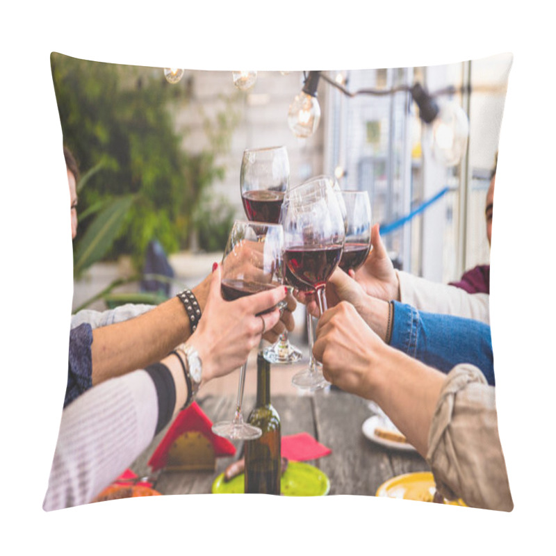 Personality  Friends Having Lunch At Home Pillow Covers