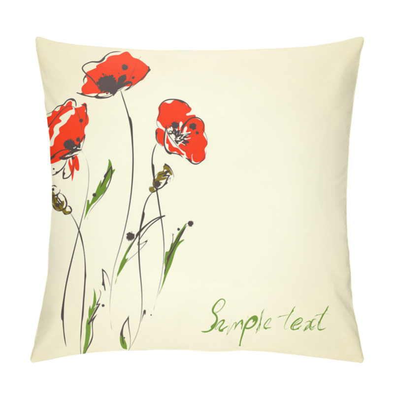 Personality  Grunge Elegance Artistic Illustration Of Red Poppies Pillow Covers