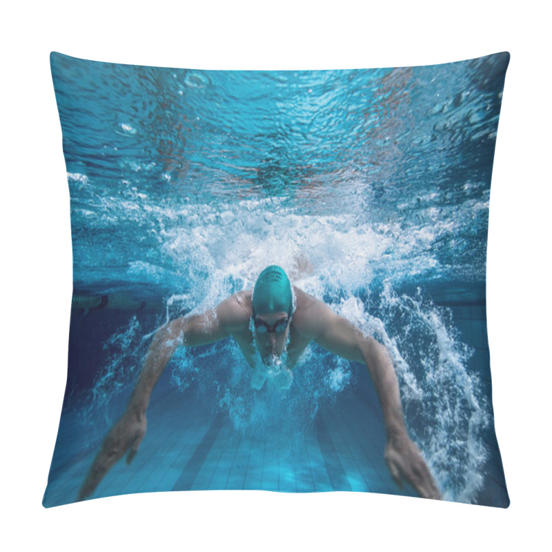 Personality  Fit Swimmer Training By Himself Pillow Covers