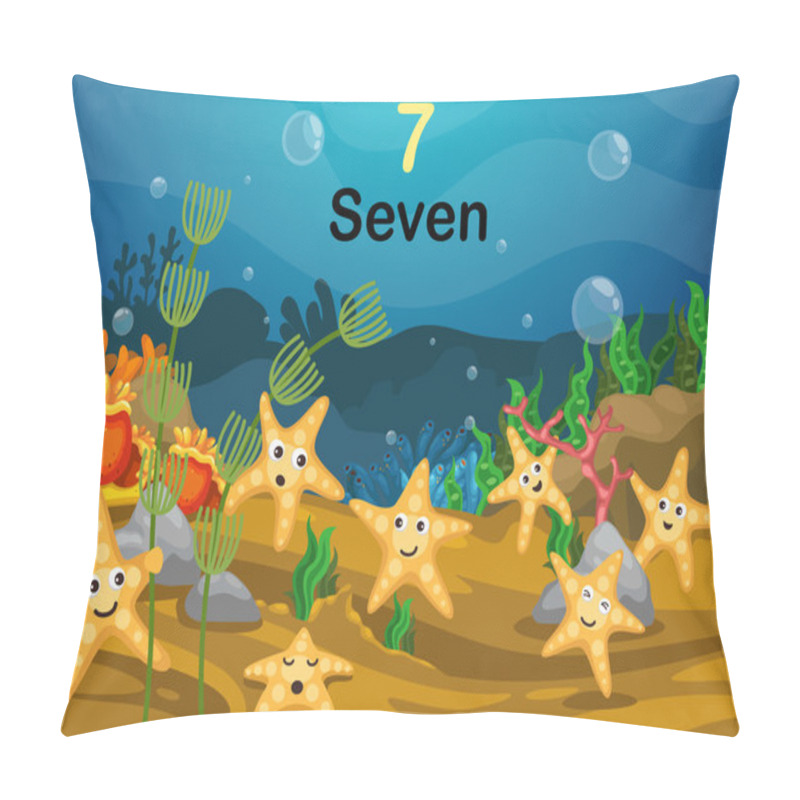 Personality  Number Seven Star Fish Under The Sea Vector Pillow Covers