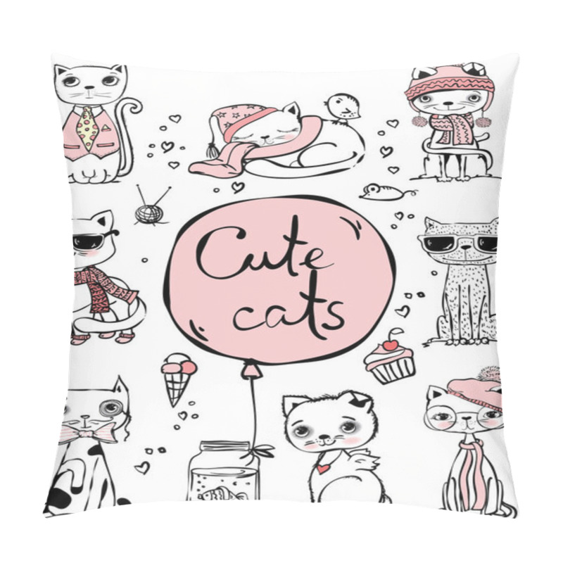 Personality  Set Of Stylish Hipster Cats Pillow Covers