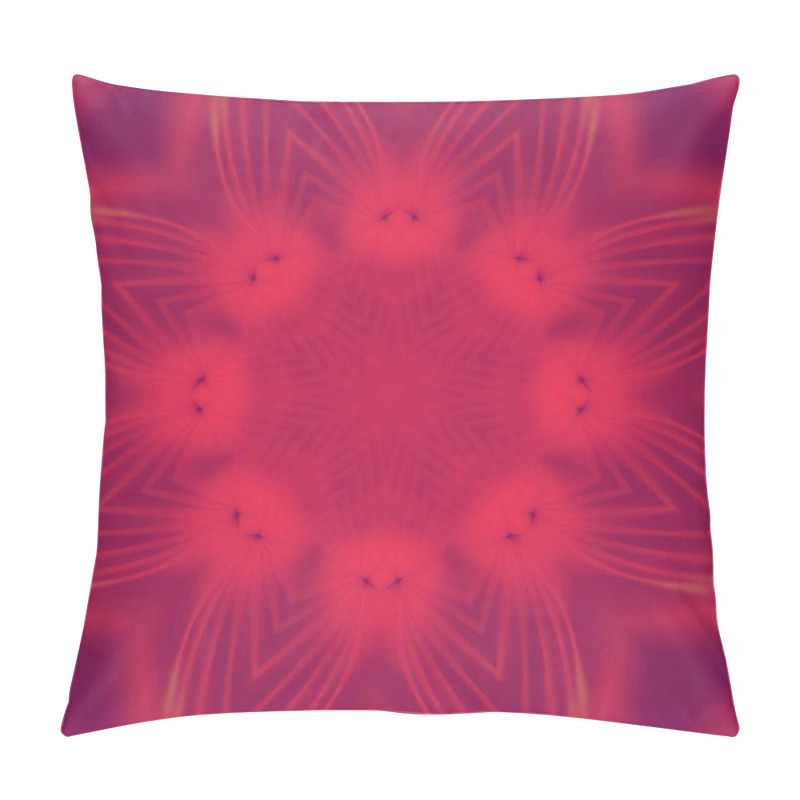 Personality  Illustration Of A Symmetrical Abstract Shape In Pink And Purple. Many Thin Intersecting Lines In The Center Form A Complex Pattern, Adding Visual Balance And Lightness To The Composition. 3d Rendering Pillow Covers