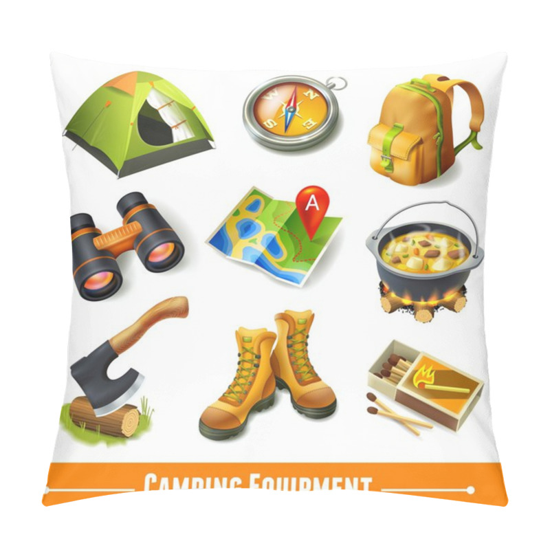 Personality  Camping Icons Set Pillow Covers