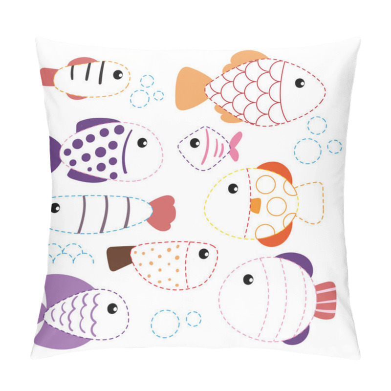 Personality  Fish Worksheet Vector Design, Fish Artwork Vector Design Pillow Covers