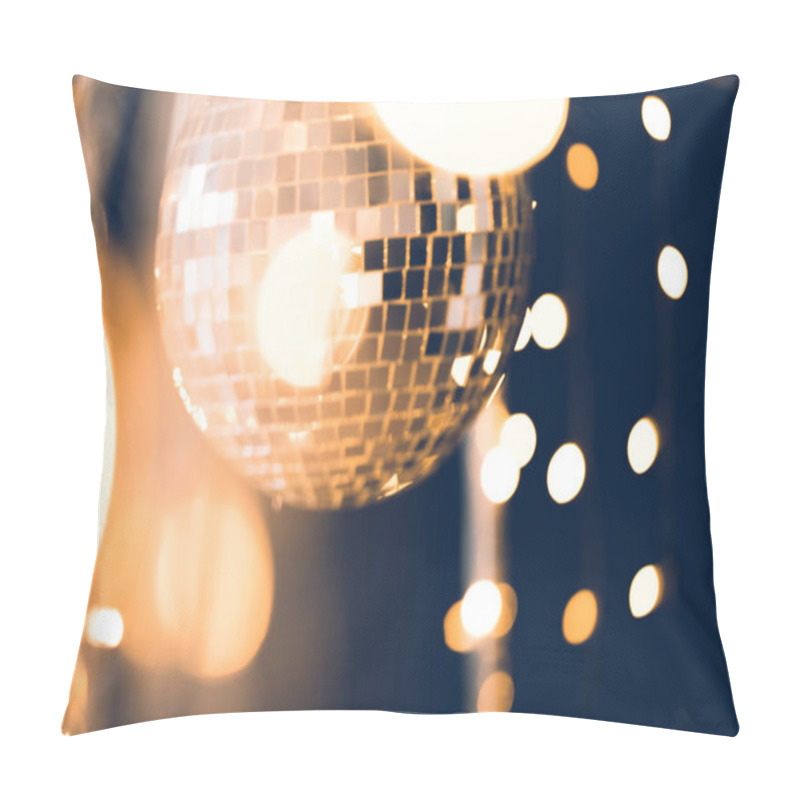 Personality  Beautiful Disco Ball With Golden Garland On Black Pillow Covers