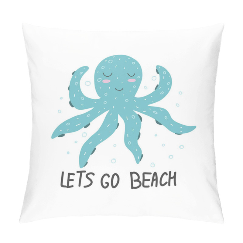 Personality  Cute Octopus. Scandinavian Style. For Children's T-shirt, Print. For Printing On A Postcard. For Your Design. Pillow Covers