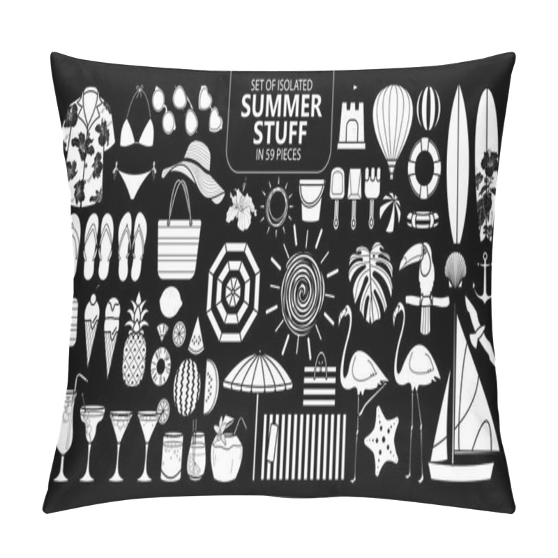 Personality  Set Of Isolated Summer Stuff In 59 Pieces. Pillow Covers