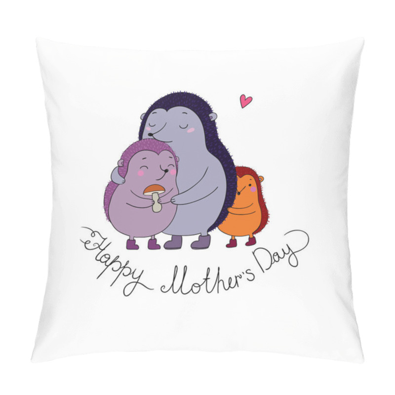 Personality  Family Cute Hedgehogs. Mom And Kids. Cartoon Animals. Pillow Covers