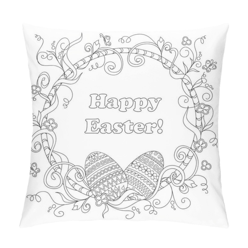 Personality  Happy Easter With Ornamental Eggs And Flowers Pillow Covers